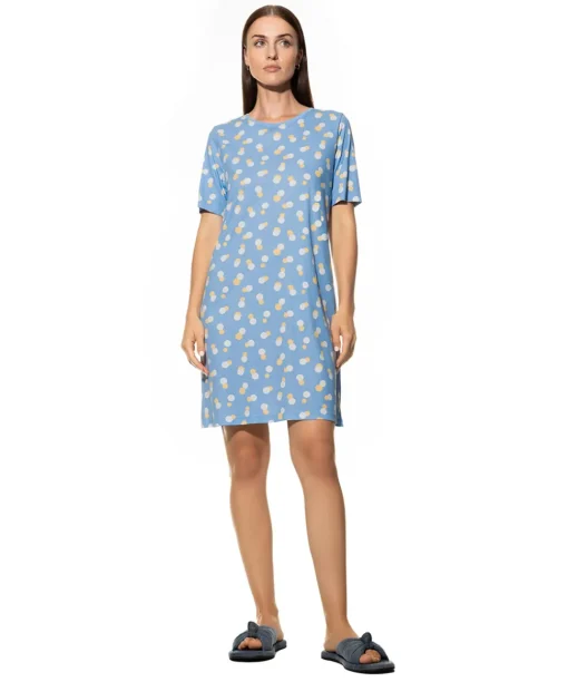 Mey Natkjoler/ Underkjoler/ Chemiser<544 ANGEL BLUE - Ladies Sleepshirt Short Sleeve