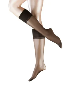 Falke Knæstrømper<3529 ANTHRACITE - Pure Matt 20 KH Knee-High Fine