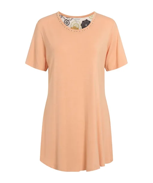 Lady Avenue Natkjoler/ Underkjoler/ Chemiser<646 APRICOT - Bambus Homewear Short-sleeve Nightdress