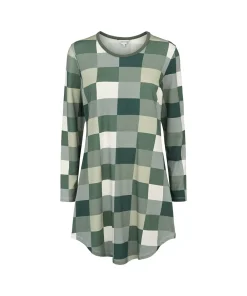 Lady Avenue Natkjoler/ Underkjoler/ Chemiser<1048 ARMY CHECKS - Bamboo Bamboo Long Sleeve Nightdress
