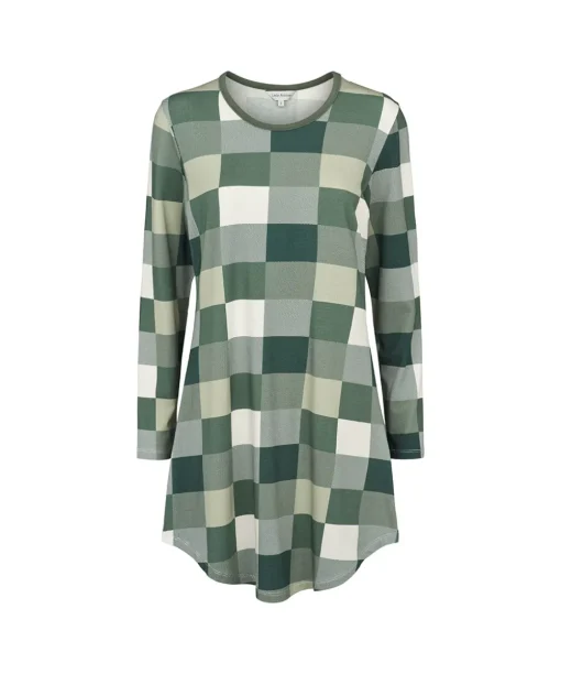 Lady Avenue Natkjoler/ Underkjoler/ Chemiser<1048 ARMY CHECKS - Bamboo Bamboo Long Sleeve Nightdress