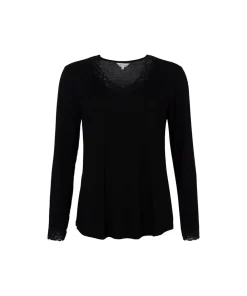 Lady Avenue Pyjamas/ Loungewear<02 BLACK - Bamboo Homewear Bamboo Long Sleeve Pyjamas Wit