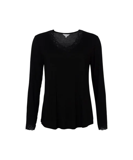 Lady Avenue Pyjamas/ Loungewear<02 BLACK - Bamboo Homewear Bamboo Long Sleeve Pyjamas Wit
