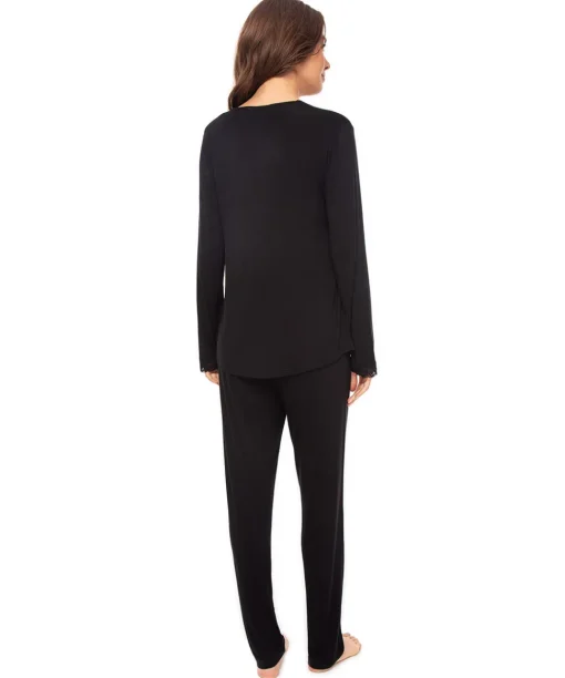 Lady Avenue Pyjamas/ Loungewear<02 BLACK - Bamboo Homewear Bamboo Long Sleeve Pyjamas Wit