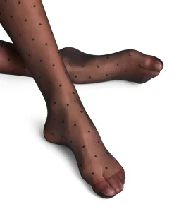 Falke Selvsiddende/ Overknee<3009 BLACK - Dot STU Fine Stay-Up