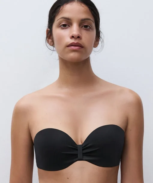 Chantelle Bikinier<011 BLACK - Icon Bandeau T-s Bra Rem. Straps