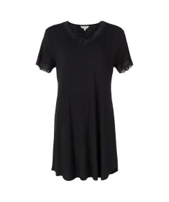 Lady Avenue Natkjoler/ Underkjoler/ Chemiser<02 BLACK - LA - Bamboo Homewear Bamboo Short Sleeve Nightdress