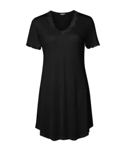 Lady Avenue Natkjoler/ Underkjoler/ Chemiser<02 BLACK - LA - Silk Jersey Nightgown W/Sleeve