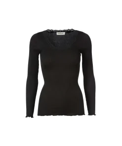 Rosemunde Undertøj<010 BLACK - Vintage Lace T-shirt Regular Ls