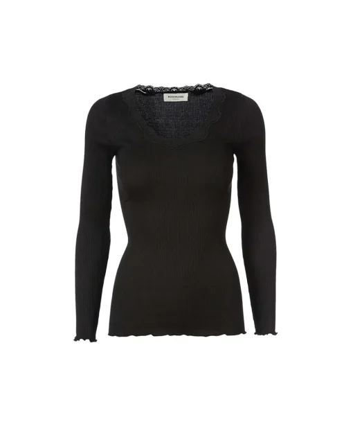 Rosemunde Undertøj<010 BLACK - Vintage Lace T-shirt Regular Ls
