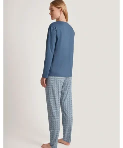 Calida Pyjamas/ Loungewear<370 BLUE COTTON - Ornament Nights Pyjamas