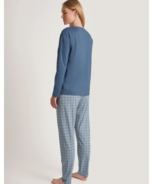 Calida Pyjamas/ Loungewear<370 BLUE COTTON - Ornament Nights Pyjamas