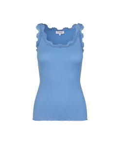 Rosemunde Undertøj<473 BLUE HEAVEN - Silk Top Regular W/Vintage Lace