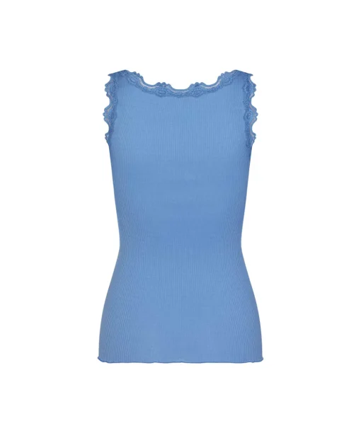 Rosemunde Undertøj<473 BLUE HEAVEN - Silk Top Regular W/Vintage Lace