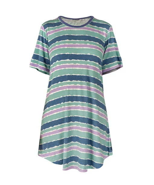Lady Avenue Natkjoler/ Underkjoler/ Chemiser<685 BLUE-LILAC AQUAREL - LA - Bamboo Homewear Sleeve Nightdress