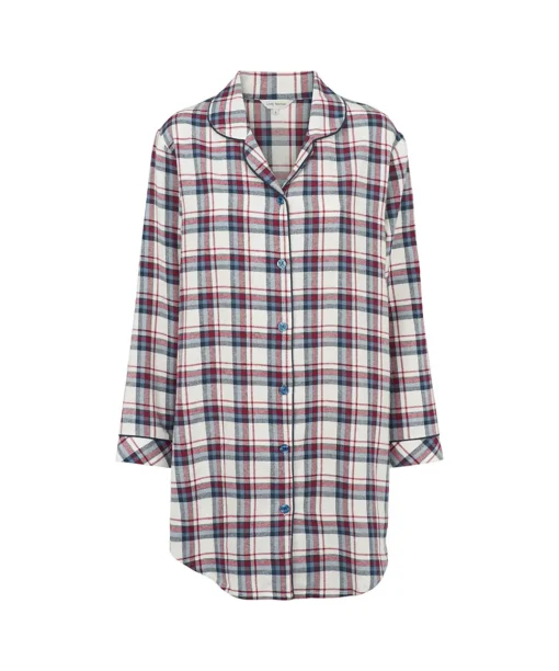 Lady Avenue Natskjorter/ Big Shirts|Natkjoler/ Underkjoler/ Chemiser<1061 BLUE/RED CHECKS - Cotton Cotton Flannel Nightshirt