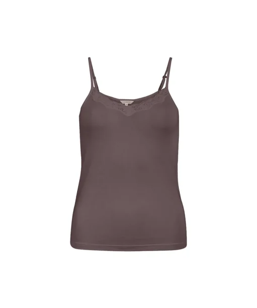 Lady Avenue Undertøj<190 COFFEE BEAN - LA - Silk Jersey Camisole W/Lace
