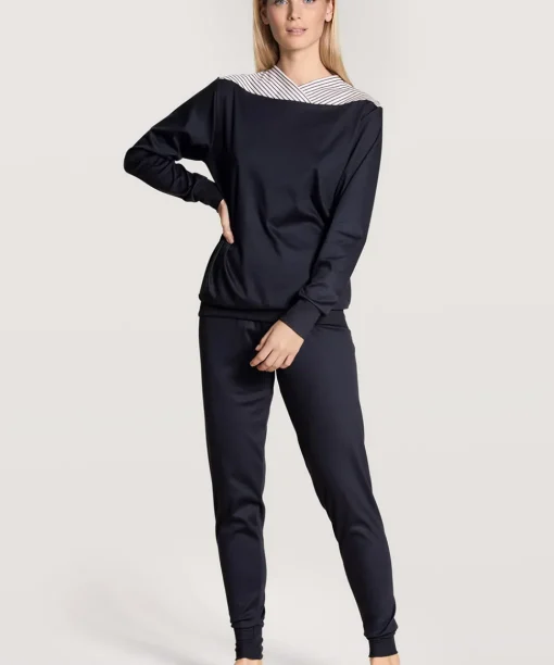 Calida Top/ Loungeshirt/ Pyjamas<339 DARK LAPIS BLUE - Soulmate Pyjamas With Cuff