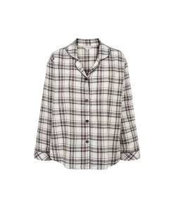Lady Avenue Pyjamas/ Loungewear<1062 DEER/ROSE CHECKS - Cotton Cotton Flannel Pyjamas