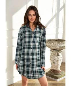 Lady Avenue Natskjorter/ Big Shirts<1024 FORREST CHECKS - Homewear - Cotton & satin Cotton Flannel Nightshirt