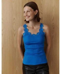 Rosemunde Undertøj<965 FRENCH BLUE - Silk Silk top w/ lace
