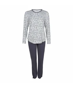 Lady Avenue Top/ Loungeshirt/ Pyjamas<1032 GRAPHITE FLOWER - LA - Bamboo Homewear Bamboo Long Sleeve Pyjamas
