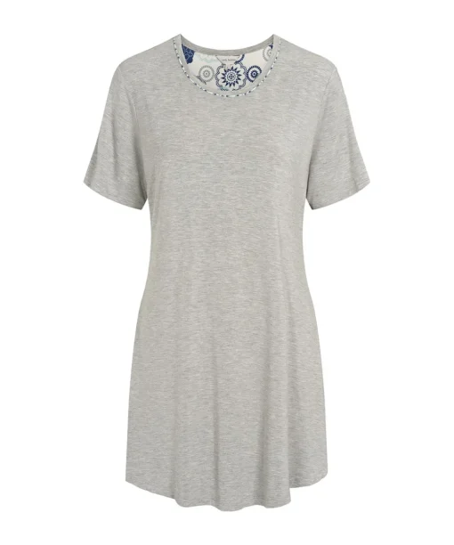Lady Avenue Natkjoler/ Underkjoler/ Chemiser<652 GREY MELANGE - Bambus Homewear Short-sleeve Nightdress