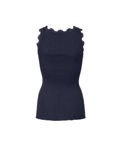 Rosemunde Undertøj<135 NAVY - Silk Silk top w/ lace