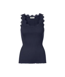 Rosemunde Undertøj<135 NAVY - Silk Top Regular W/Vintage Lace