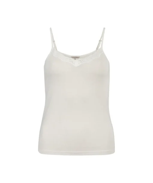 Lady Avenue Undertøj<00 OFF-WHITE - LA - Silk Jersey Camisole W/Lace