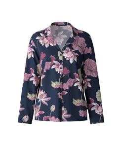 Calida Top/ Loungeshirt/ Pyjamas<488 PEACOAT BLUE - Favourites Glow Shirt Long-Sleeve