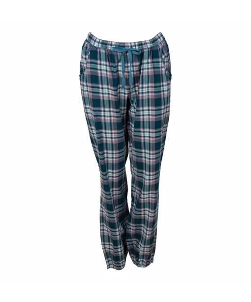 Lady Avenue Top/ Loungeshirt/ Pyjamas<1014 PETROL CHECKS - Homewear - Cotton & satin Cotton Flannel Pyjamas