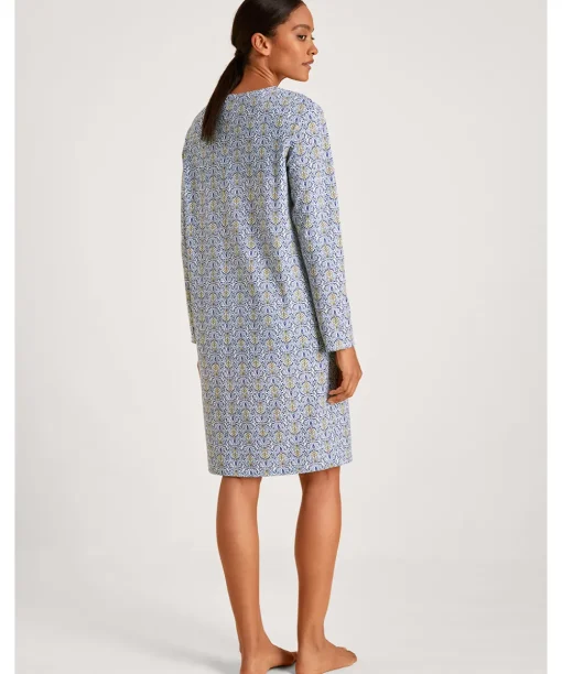 Calida Natskjorter/ Big Shirts<502 PLACID BLUE - Ornament Nights Nightdress