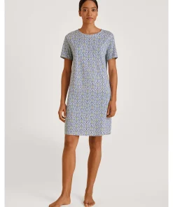 Calida Natskjorter/ Big Shirts|Natkjoler/ Underkjoler/ Chemiser<502 PLACID BLUE - Ornament Nights Sleepshirt
