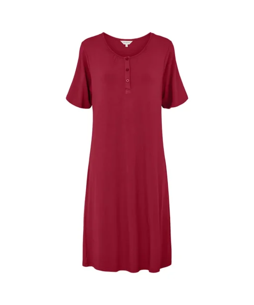 Lady Avenue Natkjoler/ Underkjoler/ Chemiser<194 RUBY RED - Bamboo Bamboo Long Nightdress, Short