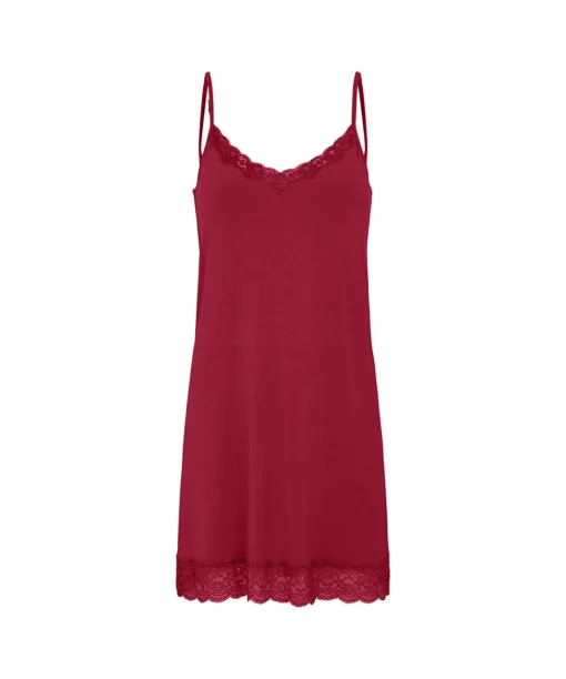 Lady Avenue Natkjoler/ Underkjoler/ Chemiser<194 RUBY RED - Bamboo Homewear Slip With Lace