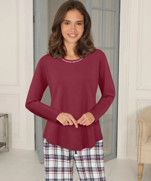 Lady Avenue Pyjamas/ Loungewear<194 RUBY RED - Cotton Cotton Flannel Pyjamas