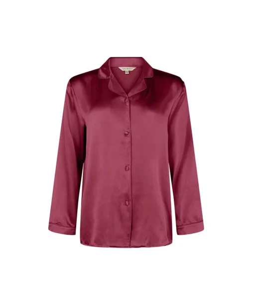 Lady Avenue Top/ Loungeshirt/ Pyjamas|Pyjamas/ Loungewear<194 RUBY RED - Silk Woven Basic Pyjamas