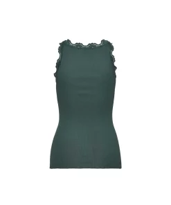 Rosemunde Undertøj<952 SEA MOSS - Silk Top Regular W/Vintage Lace