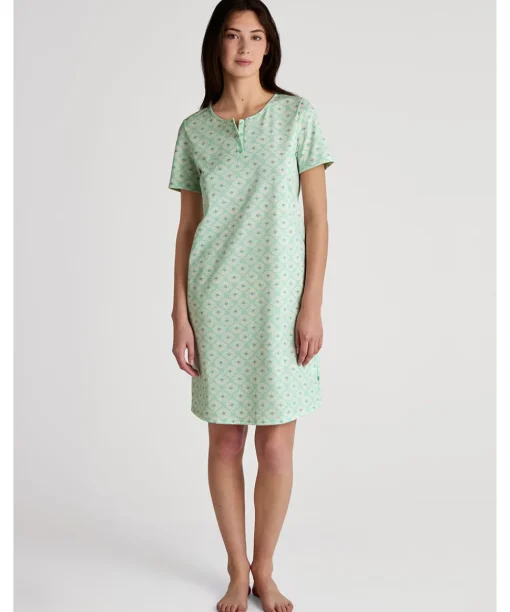 Calida Natkjoler/ Underkjoler/ Chemiser<603 SOFT GREEN - Flower Nights Sleepshirt