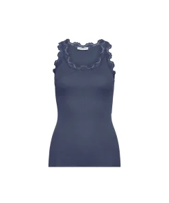 Rosemunde Undertøj<183 TRUE NAVY - Silk Top Regular W/Vintage Lace