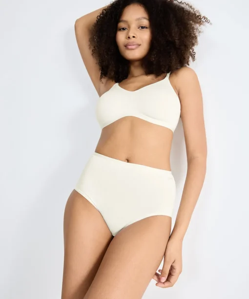 Sloggi Trusser<00GZ-SILK WHITE - GO Daily Cotton Highwaist 3P