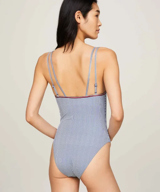 Tommy Hilfiger Badedragter<0HA WW ITHACA ANCHOR BLUE - Th Gs Refined-S Halter Swimsuit